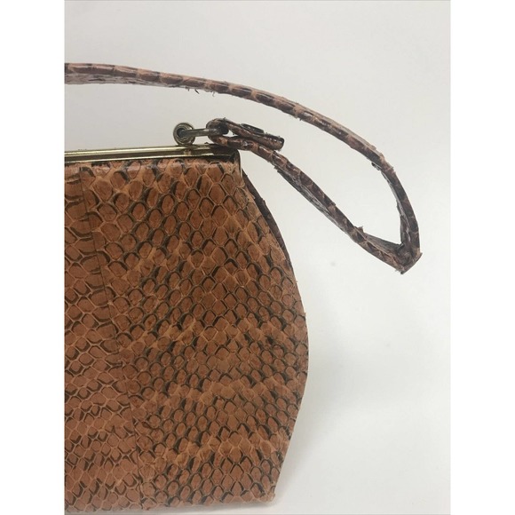 Vintage Handbag Faux Snakeskin 1940 Caramel Color Fashionable - Picture 7 of 13